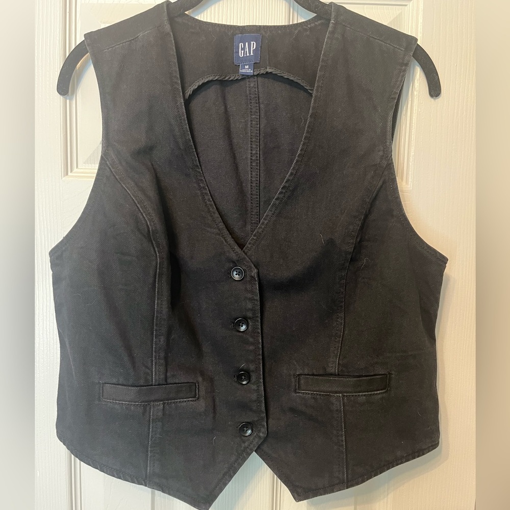 GAP Black Button-Front Vest